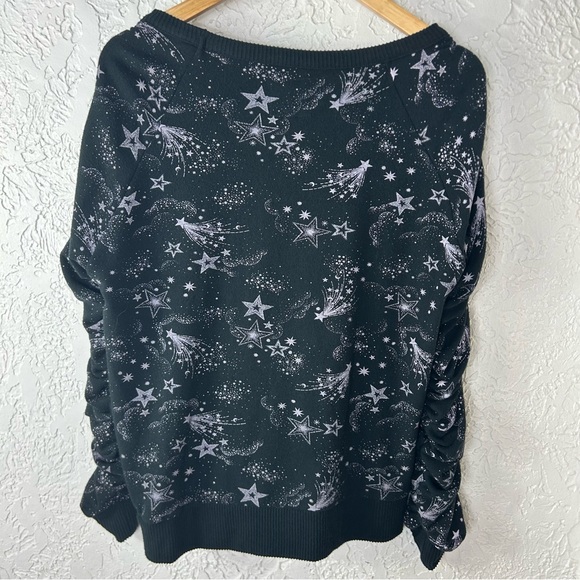 Chaser | Shirred Sleeve Mystical Star Print Whimsical Sweatshirt Size XL - Picture 3 of 11